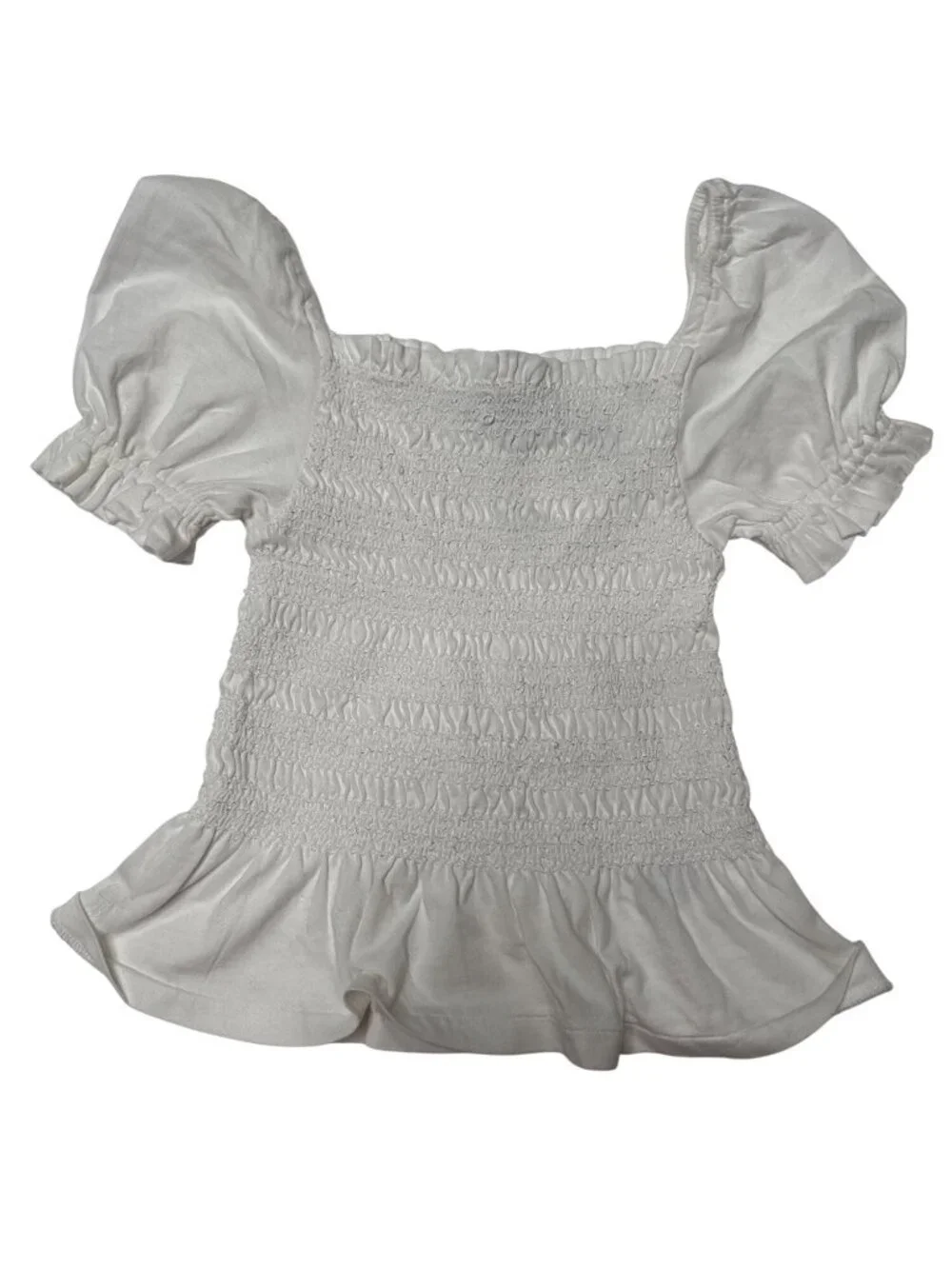 NWT/NWOT Ralph Lauren Smocked Puff-Sleeve Cotton Peplum Top White Size 6 & 6X